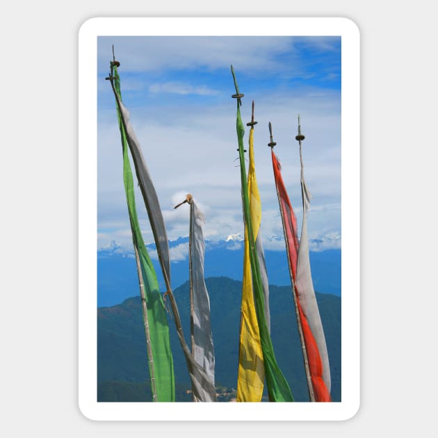 Prayer Flags on the Road in Bhutan Sticker by Carole-Anne